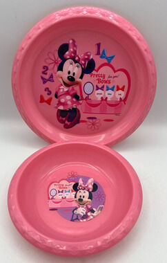 Disney Minnie Mouse Zak Designs Pink Plastic Kids Plates Bow Set of 2